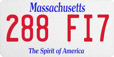 MA license plate 288FI7