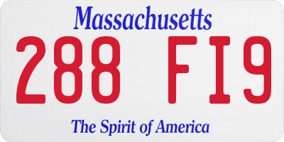 MA license plate 288FI9