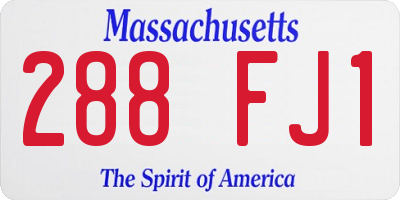 MA license plate 288FJ1