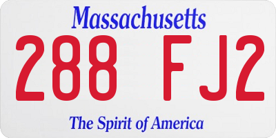 MA license plate 288FJ2