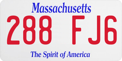 MA license plate 288FJ6