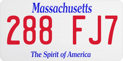 MA license plate 288FJ7