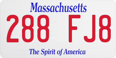 MA license plate 288FJ8