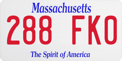MA license plate 288FK0