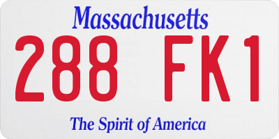 MA license plate 288FK1