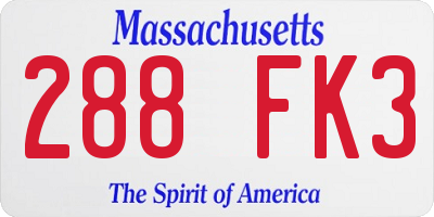 MA license plate 288FK3