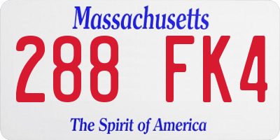 MA license plate 288FK4