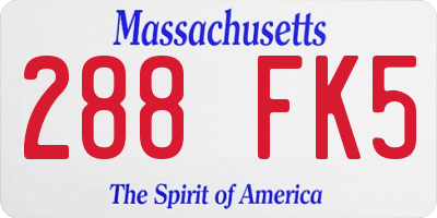 MA license plate 288FK5