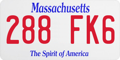 MA license plate 288FK6
