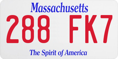 MA license plate 288FK7