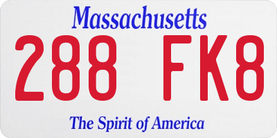 MA license plate 288FK8