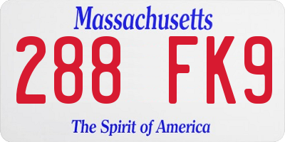 MA license plate 288FK9
