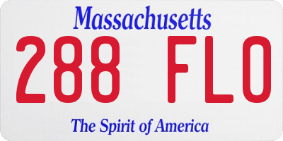 MA license plate 288FL0