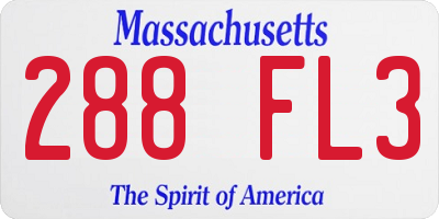 MA license plate 288FL3