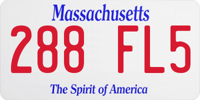 MA license plate 288FL5