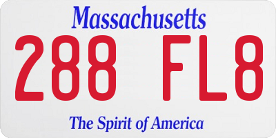MA license plate 288FL8