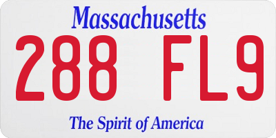 MA license plate 288FL9