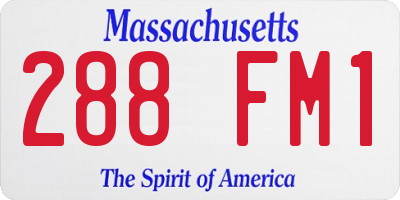 MA license plate 288FM1