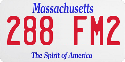 MA license plate 288FM2