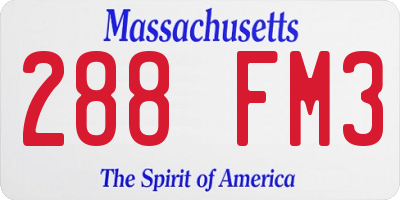 MA license plate 288FM3