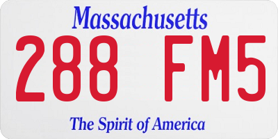 MA license plate 288FM5