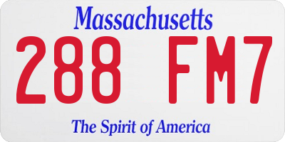 MA license plate 288FM7