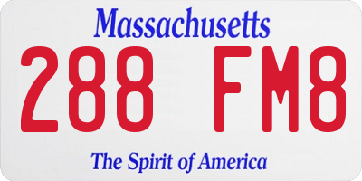 MA license plate 288FM8