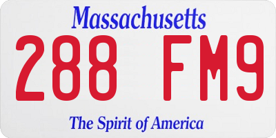 MA license plate 288FM9
