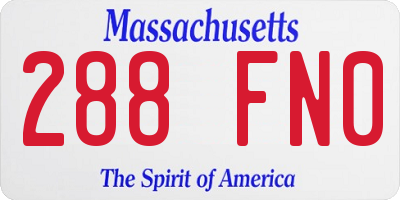 MA license plate 288FN0