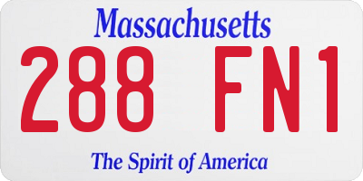 MA license plate 288FN1