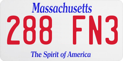 MA license plate 288FN3