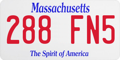 MA license plate 288FN5