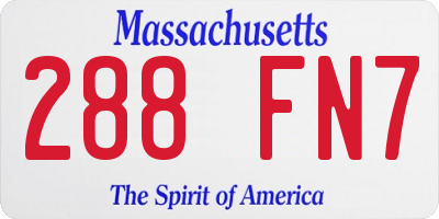 MA license plate 288FN7