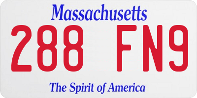 MA license plate 288FN9
