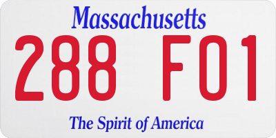 MA license plate 288FO1