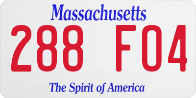 MA license plate 288FO4