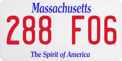 MA license plate 288FO6