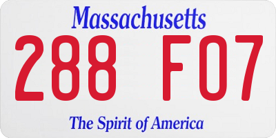 MA license plate 288FO7