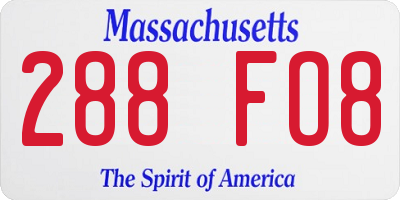 MA license plate 288FO8