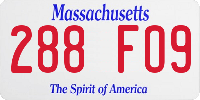 MA license plate 288FO9