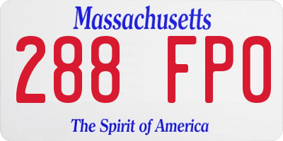MA license plate 288FP0