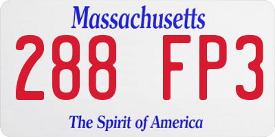 MA license plate 288FP3