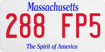 MA license plate 288FP5