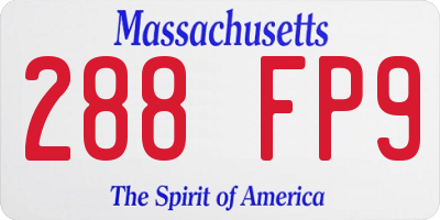 MA license plate 288FP9