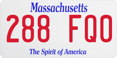 MA license plate 288FQ0