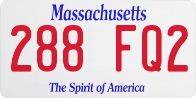 MA license plate 288FQ2