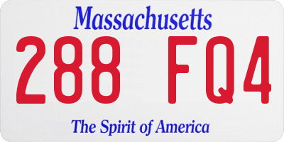 MA license plate 288FQ4