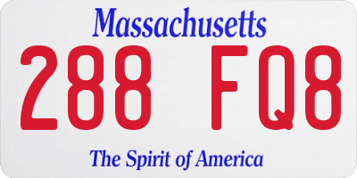 MA license plate 288FQ8