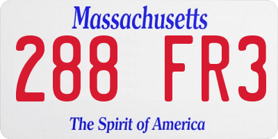 MA license plate 288FR3