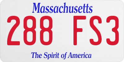 MA license plate 288FS3